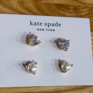 kate spade Gold and Pearl Stud Earrings Set